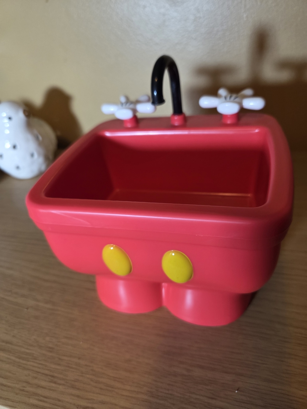 Disney red Toy Sink with Black Faucet and Yellow Buttons